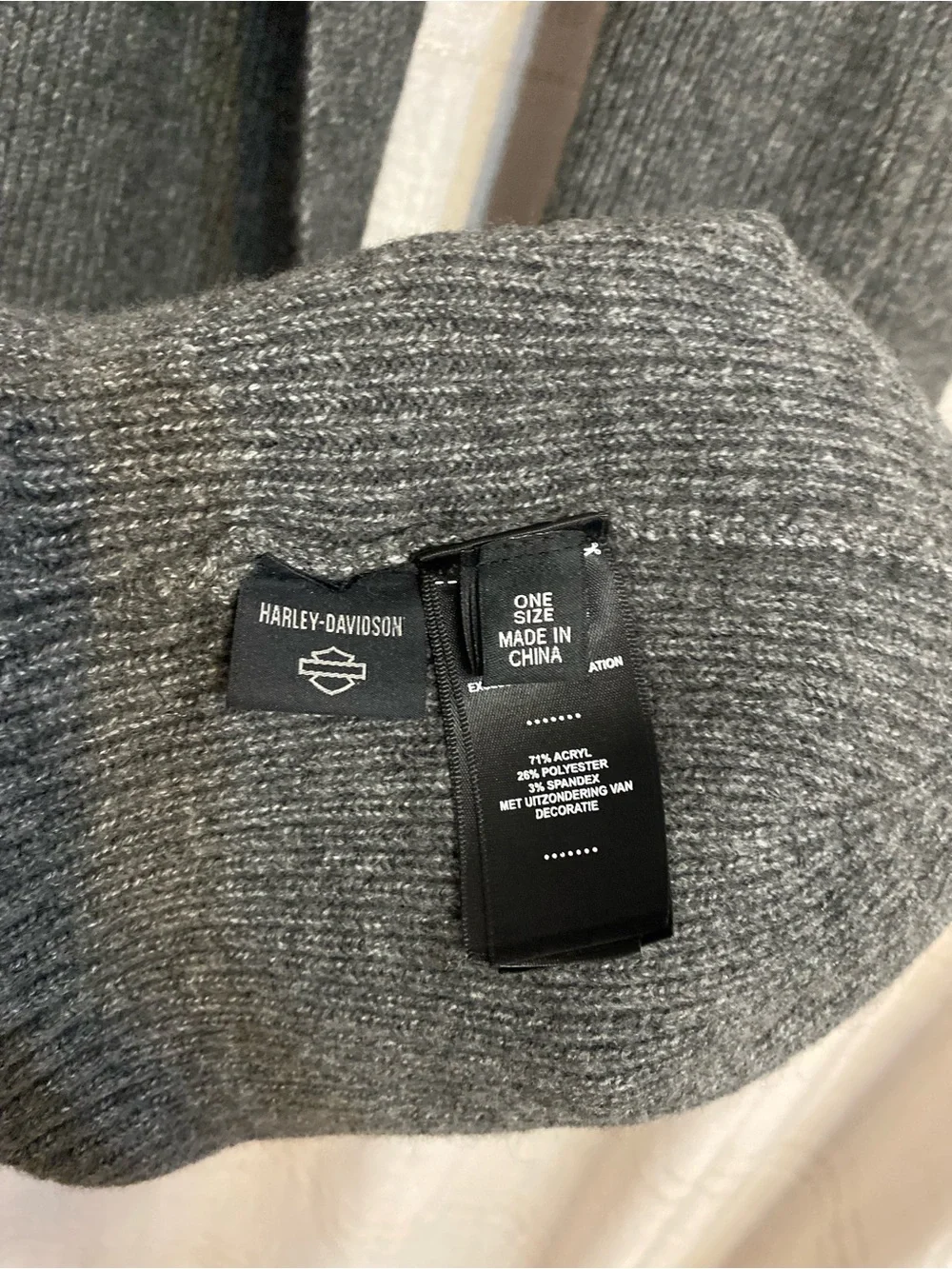 Harley-Davidson Gray Ribbed Knit Beanie Beanie and Scarf Matching Set